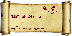 Mérai Zója névjegykártya