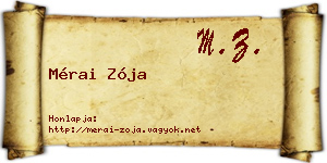 Mérai Zója névjegykártya